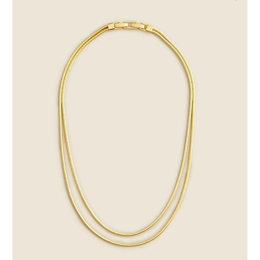 NWT J. Crew Double Layered Gold-Tone Snake Chain Necklace